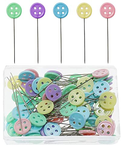 Stecknadeln,100 Pcs Knopf Blume Kopf Pins Mehrfarbige StecknadelnDressmaking Pins Quilten Pins dekorative Pins mit Aufbewahrungsbox für DIY Handwerk Schneiderin Schmuck Dekoration