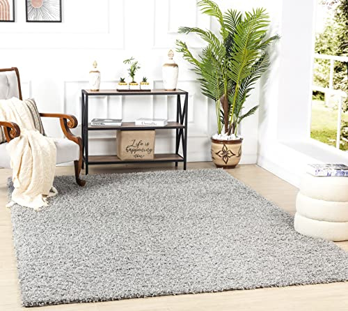 Surya Home Shaggy Berber Teppich - Flauschiger Teppich für Wohnzimmer, Esszimmer, Schlafzimmer, Langflor Hochflor Teppich flauschig - Teppich groß 200x290 cm, Wohnzimmerteppich in Grau