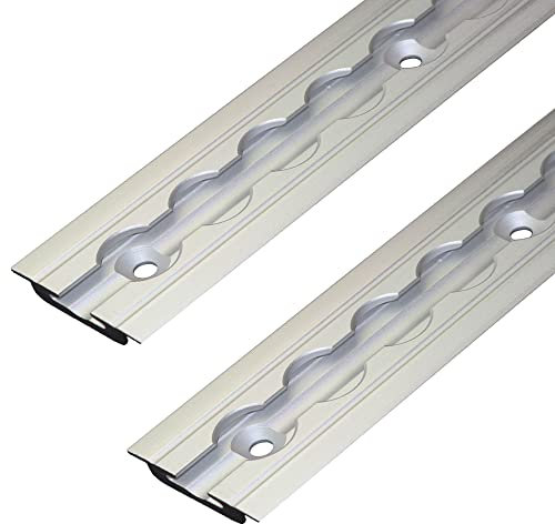 NTG Guida aerea in alluminio, per ingresso, retrattile come profilo a pavimento, fissaggio del carico per camion e camper | guida forata | argento anodizzato (2 x 1 metro)