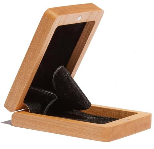 WoodYu Holz Verlobungsring Box - Ringbox Holz für deinen Heiratsantrag mit raffiniertem Ring Halter Mechanismus - Der richtige Dreh für den perfekten Willst du mich heiraten“- Moment (Kirschholz)