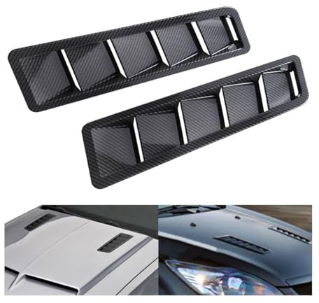 Adunsiaoto 2 Stück Auto Dekorative Luftstrom Ansaugschaufel, Auto-Haubenentlüftung, ABS Dekorative Luftstrom Einlass Schaufel Turbo Kunststoff Chrom(Kohlenstofffaser)