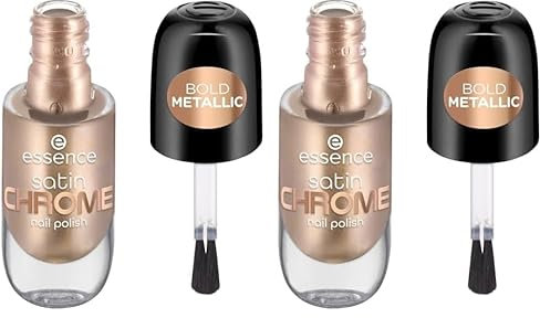 Essence Cosmetics Satin Chrome Nail Polish Vernis à Ongles, Couvrant, Résultat Rapide, Hautement Pigmenté, Métallique 8 ml (Lot de 2)