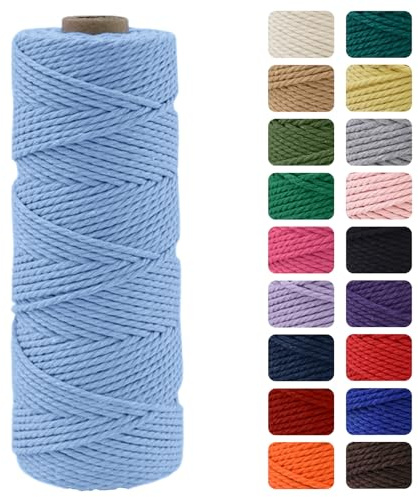 MOMAHUA 3 mm makramérep 100 m elegant blått kemikaliefritt rep för gör-det-själv-hantverk, heminredning och presentförpackning, jul bröllop dekorer