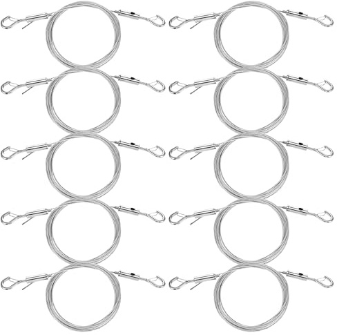 Yuanan 10 PCS Adjustable Picture Hanging Wire Kit, 6.6 Ft Heavy Duty Stainless Steel Rope Wire Mirror Hanging Hardware for Pictures, Light Lamp, Billboards Flowerpot Hold Up to 66lbs
