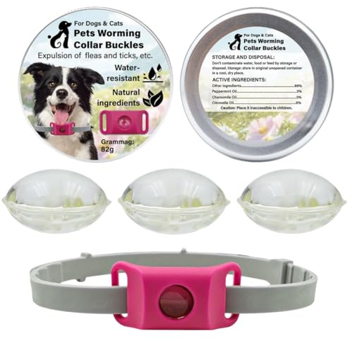 Aquality Pets Dog Flea Collar Natural Repellent Long Lasting Protection Against Fleas Ticks and Mosquitoes for All Dog Sizes (Rosa)