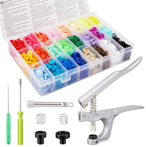 Spurtar T5 Snap Fastener Kit Snap Fasteners Tool - Single Layer Fabric Only | 360 Sets Plastic Snaps for Fabric 24 Colors Snap Button Kit for Fabric, Clothing, Bags, Sewing, DIY Crafts and Repairs