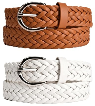 KUOIASY Braided Belt Women, Braided Western Belt PU Leather Ladies Leather Belts Skinny Woven Strap Belts for Women Jeans Pants Dress