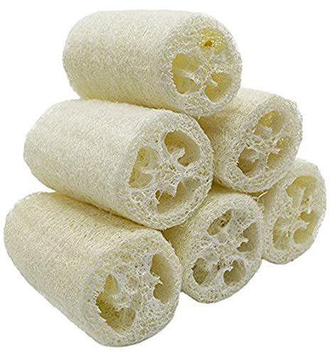 Natural 6 Pack of 4 inch Loofah, Serdokntbig SPA Exfoliating Scrubber for Skin Care in Bath, Best Luffa Body Scrub Sponge, Remove Dead Skin