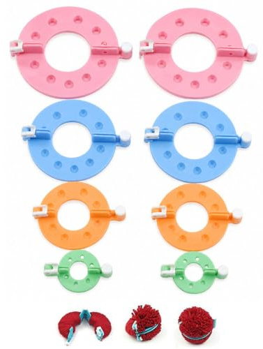 Uteruik Pom Pom Maker - Craft Pom Poms - 8 Stück 4 Größen Pompon Set Appareil Pom Pom Maker Clover Fluff Ball Weaver Needle Craft Knitting Tool DIY Needlework - Pompons Maker