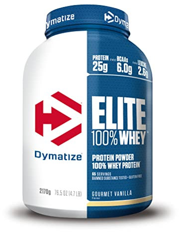 Dymatize Elite 100% Whey Gourmet Vanilla 2170g - High Protein Low Sugar Pulver + Whey Protein und BCAAs