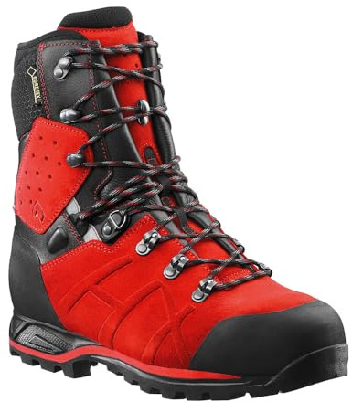 HAIX Protector Ultra Signal Red Chainsaw Protection Boots - ASTM Certified Waterproof Boots with Anti-Slip Outsole & Cut Protection - Medium - 11
