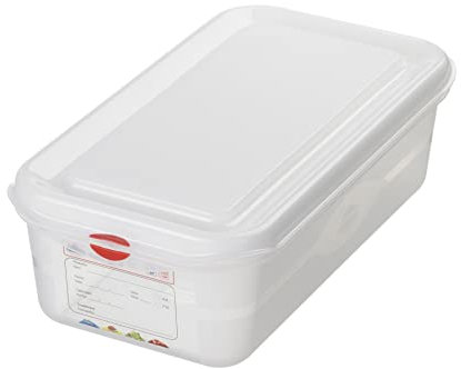 Gastronorm 1/3 - Contenitore alimentare con coperchio denso, 4 litri, 325 x 176 x 100 mm, trasparente