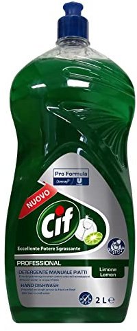 Cif Professional Detergente Manuale Piatti Detersivo Liquido Sgrassante Pro Formula Profumo Limone - Flacone da 2L