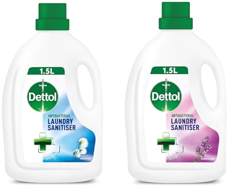 Dettol Laundry Sanitiser, Multipack, 3L (1.5L x 2pck) Lavender and Cotton, 12hr Freshness, Hygienically Clean, Removes Odour, Kills 99.9 Percent of Bacteria