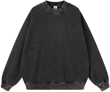 Hatant Felpe con cappuccio da uomo in pile pesante felpe da uomo lavaggio acido felpa atletica oversize pullover abbinato per coppie, Medium