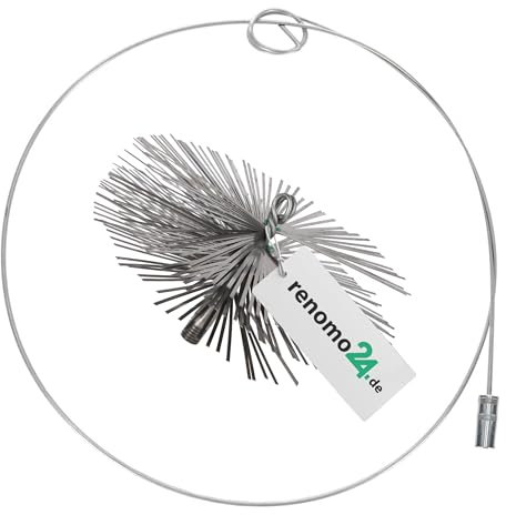 Renomo24 Schornsteinbesen Federstahl, Schubstange 1m, Besengröße 125mm, Reinigungsset für effiziente Schornsteinpflege