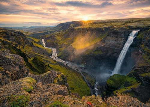 Ravensburger-Puzzle 1000p-La cascade Háifoss, Islande (Highlights)-Adultes&enfants-Des 14 ans-Puzzle de qualité supérieure-12000110