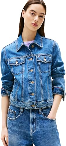 Tommy Jeans Donna Giacca in Jeans Classic Trucker con Taschini sul Petto, Blu (Denim Medium), S