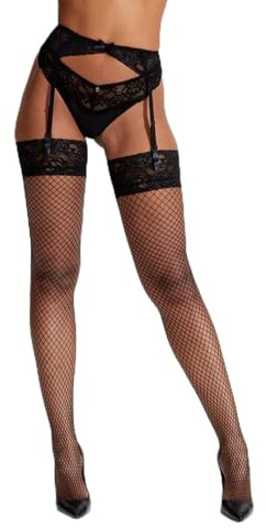 Ann Summers Fishnet Lace Stocking & Suspender Set for Women Black