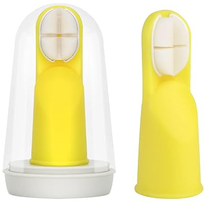 Silicone Baby Finger Toothbrush with Case, Soft 2-Sided Infant Toothbrush for Teething, First Teeth & Gum Cleaning, Ages 6–12 Months, Yellow