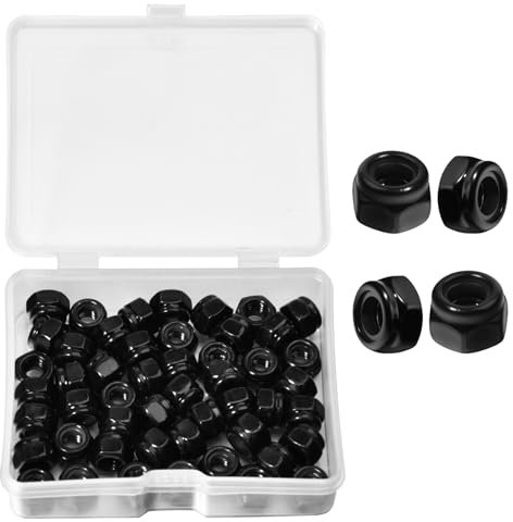 LEONTOOL 50Pcs M4 x 0,7 mm Contre-écrous, contre-écrous hexagonaux métriques autobloquants en nylon insérés Écrou auto-sertisseur zingué noir pour voiture, machine, meubles