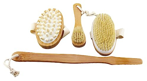WRITWAA Cepillo Corporal Exfoliante 3 Piezas Madera Natural para Masaje Circulación Piel Seca y Húmeda Cuerpo Baño