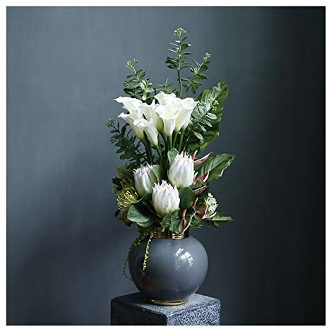 Centrotavola da tavolo floreale artificiale, vero tocco di seta in finta seta bouquet bonsai con foglie piante in vaso di fiori artificiali per casa/salotto/cucina per tavolo da casa scrivania da