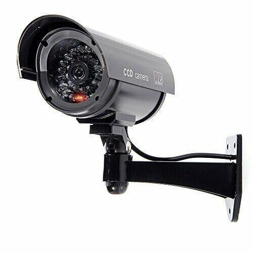 Dummy CCTV Security Camera, Black, Indoor/Outdoor, Flashing LED Surveillance