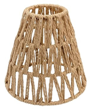 Klein Boho Rattan Lampenschirm E27 Lampenschirme für Tischlampe Hängelampe Wandlampe Stehlampe Deckenleuchte Spiegelleuchten Korblampe Papierlampenschirm Papier Hängend Korb Ersatzschirm