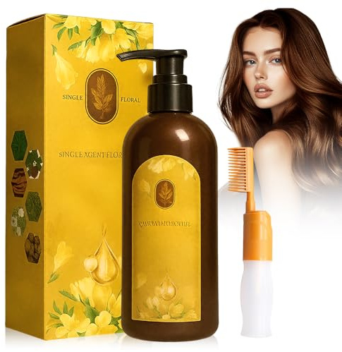 Shampoing Colorant, Coloration Cheveux, Teinture Cheveux Végétale, Coloration Cheveux Chatain, Coloration Racines Cheveux Permanente, Coloration et Revitalisation des Cheveuxs 2 en 1 (Marron)