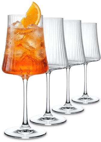 WUITOKI® Calici Spritz Aperol, 4pz, 46cl, in cristallo, resistente, Aperitivo, Cocktail