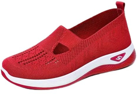 Zapatos ortopédicos for Mujer, Zapatillas cómodas sin Cordones, Zapatos Ligeros con Soporte for el Arco del pie, ortopédicos Transpirables y Antideslizantes.(Red,40)