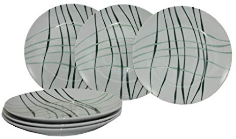 Topkapi Forrest Green TK-1015 – desserttallrik/brödtallrik i porslin, Ø 20 cm, 6 stycken