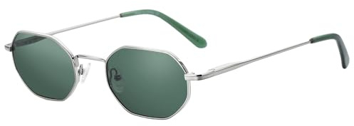 ZENOTTIC Gafas de sol polarizadas pequeñas y octagonales para mujeres y hombres Montura metálica retro en forma de rectángulo