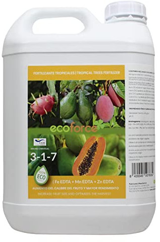 CULTIVERS Fertilizzante Tropicale Liquido Organico 5L Fertilizzante Organico al 100% con macronutrienti e micronutrienti. Maggiore resa e Maggiore pezzatura dei Frutti
