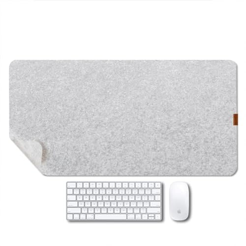 Bright Stone Felt Desk Mat,Non-Slip Mouse Pad,27.5x11.8 Office Supplies Desk Protector, Desk Accessories for Home and Office (Light Gray)
