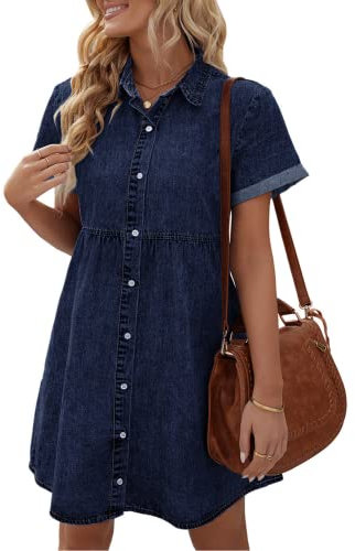 Vetinee Shirred Dresses for Women UK Woman Dress Summer Women's Cotton Summer Dresses Twilight Blue Size Medium Fits UK Size 12 - UK Size 14