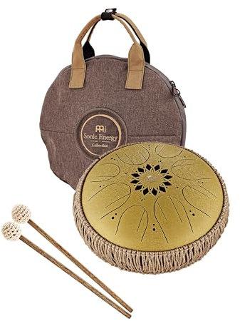 Sonic Energy 10 Zoll Zungentrommel – C-Dur, 8 Töne – Für Meditation, Yoga, Percussion – Inkl. Schlägel & Tasche – Gold (MOSTD3G)