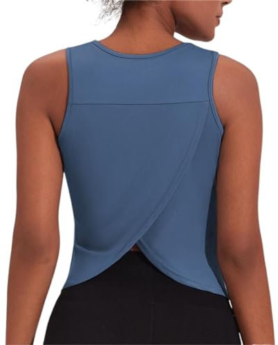 Weardear Sport-Tanktops für Damen Racerback Yoga Fitness Crop Top Sommer Open Back Yoga Shirt Oberteile Sporttop Hellblau M