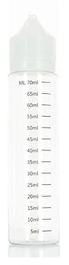 1 Flacon Vide Gradué 70ml avec Bouchon Pipette Sécurisé Conique - Idéal pour E-liquide DIY, Huile, Sauce, Teinture, Encre et Peinture