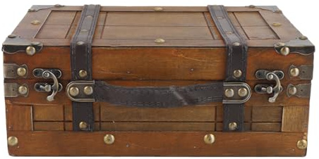 SIXRUN Valigia Scatola di Legno Vintage Invecchiata, Baule Portatile Multifunzionale per Vestiti, Giocattoli, Accessori per Foto con Manico in Pelle, Realizzata con Chiusura in Bronzo