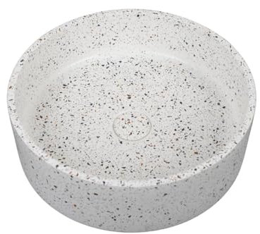 Vente-unique - Vasque ronde à poser en terrazzo bleu - 39 cm - DUKAT