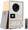 Audizio Canzo - Radio por Internet Dab+ FM con Bluetooth 5.3, USB, Altavoz 40W, Pantalla LCD a Color, WiFi y LAN RJ45, Panel extraíble, Entrada Auxiliar, Mando Incluido, Color Madera Clara