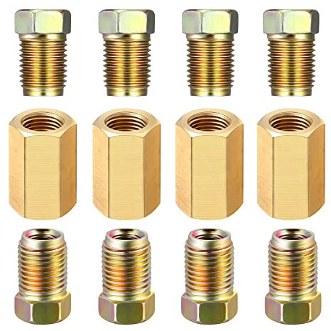 THINCAN 12 unidades 7/16-24 roscas de freno para tubos de 1/4 pulgadas (4 uniones 8 tuercas)
