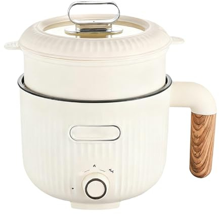 Hot Pot elettrico con vaporiera, padella elettrica 2 L, multicooker antiaderente portatile, mini pentola per zuppe veloce, pentola da viaggio, scodella per pasta, pentola elettrica, ideale per cucina