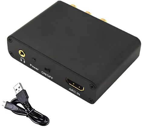 Tressify 192 Khz båge till optisk ljudextraktor, ljudadapter med fiber koaxial 0,14 tum/3,5 mm utgång, bågkanalomvandlare, USB-driven
