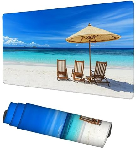 Tapis de Souris XXL 1000x500x3mm Bleu Souris Gaming Chaise Longue Tapis de Bureau, Accessoire Gaming, Haute Précision et Vitesse avec Bords Cousus et Base Antidérapante, pour Bureau, Maison f-212