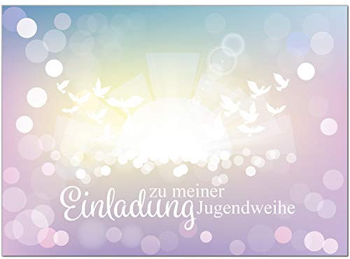 10 x Einladungskarten zur Jugendweihe mit Umschlag/Für Mädchen Rosa/Jugendweihekarten/Einladungen zur Feier