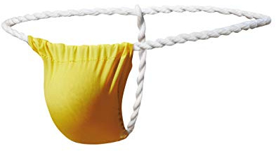 Newsywell Hommes String en Soie Glacée Micro Bulge Pouch Bikinis Tanga Taille Basse Slip Stretch Briefs sous-vêtements Jaune Grand