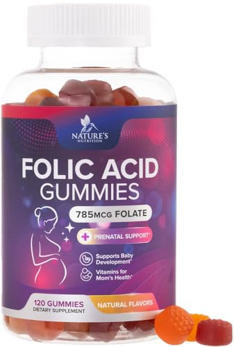 Folic Acid Gummies for Women 785 mcg Per Serving - Essential Prenatal Vitamins for Mom & Baby, Vegan Folic Supplement Gummy, Daily Folate B9 Vitamin, Before During After Pregnancy - 120 Gummies